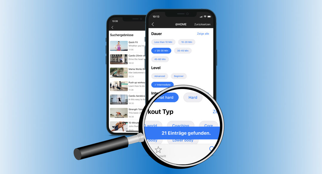 Mit neuer Suchfunktion zum perfekten Workout