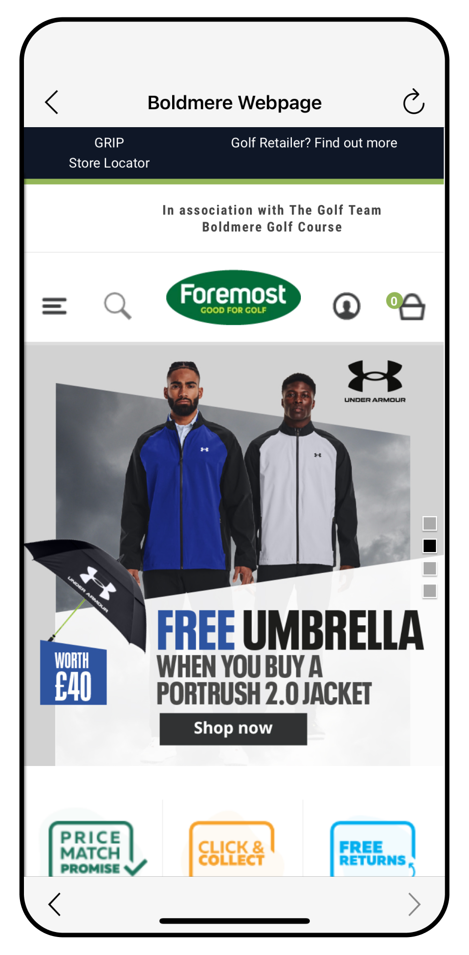 Free umbrella marketing screen in app